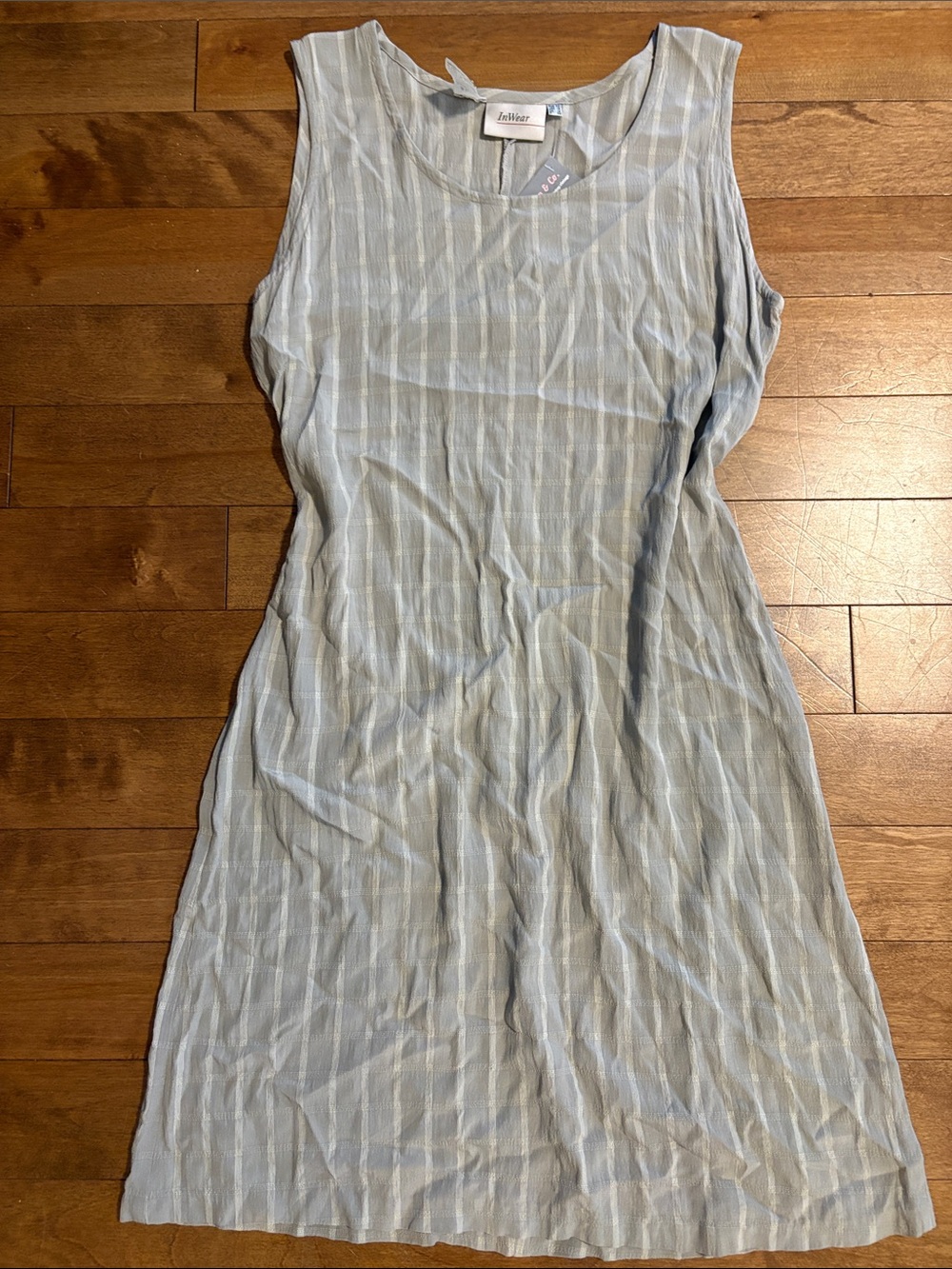 Vintage Light Grey Plaid Striped Sleeveless Midi Dress
